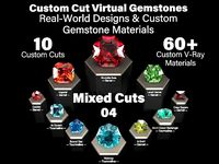 Mixed Cuts 04 - Custom Cut Gemstones and Custom V-Ray Materials