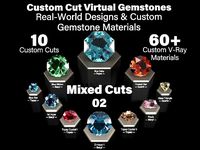 Mixed Cuts 02 - Custom Cut Gemstones and Custom V-Ray Materials