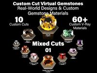 Mixed Cuts 01 - Custom Cut Gemstones and Custom V-Ray Materials