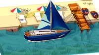 Isometric Blue Yacht Scene MotorBoat Blue