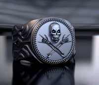 Ring with skull and rock gesture | 3D