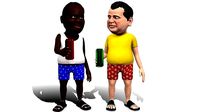 Regular middle age 3D cartoon stylized man pack