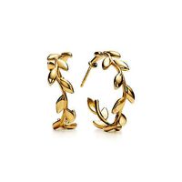 Tiffany Olive Leaf Hoop Earrings | 3D