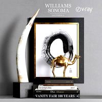 William Sonoma - Yak Horn On Black Stand