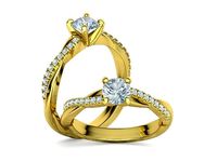 Petite twisted vine Diamond ring 4 prong design | 3D