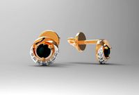 Earrings with gem 3mm | 3D