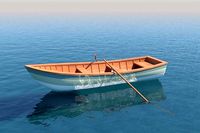 Wooden Rowboat For Fishing And Trip