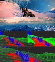 3DMAX model-primitive man climbing snow mountain scene