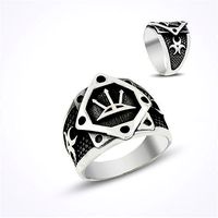 Oguz Kagan Sealed Silver Male Ring  36 | 3D