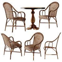 Kokmaison Fauteuil grand pere wicker chair and round table