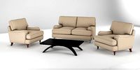 Realistic Sofa Collection Arm Chair and Two Seat Sofa 3D model