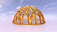 Architectural dome with contours in grid