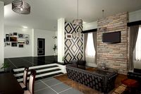 Simple living room design with hallway
