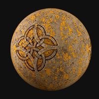 Stone material with moss and simple ornamen