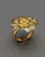 Gold ring flower ring wedding jewellry | 3D
