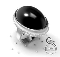 rings with round and oval  cabochon | 3D