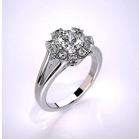 Engagement ring with round gemstone 015 | 3D