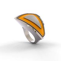 Frosted Yellow Geometry Ring  | 3D