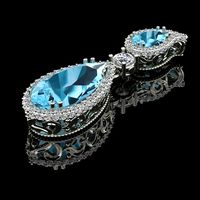 Pendant with topazes and diamonds | 3D