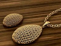 Plain Golden Locket set without stones | 3D