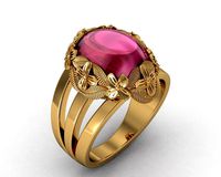 cabochon cut stone in floral design | 3D