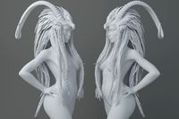 HD Horns headdress girl 011 | 3D