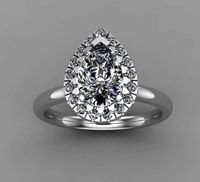 1 CARAT PEAR SHAPED HALO ENGAGEMENT RING | 3D