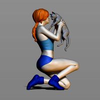 Girl with a cat | 3D