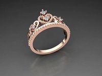 Crown Ring with hearts | 3D