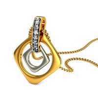 Squircle Shaped Multi Metal Pendant With Diamonds | 3D