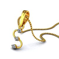 Letter S Script Gold Pendant With Diamonds 2 | 3D