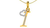 Letter I Script Gold Pendant With Diamonds 2 | 3D