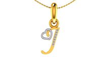 Letter I Script Gold Pendant With Diamonds 1 | 3D