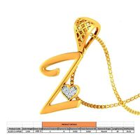 Letter Z Script Gold Pendant With Diamonds | 3D