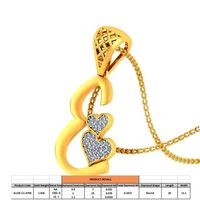 Letter E Script Gold Pendant With Diamonds | 3D