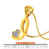 Letter I Script Gold Pendant With Diamonds | 3D