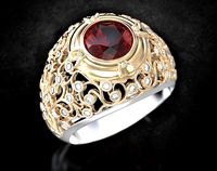 Stylish exclusive ring with patterns and diamonds 418 | 3D