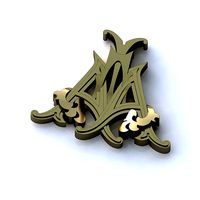 Letter AA Script White Gold Pendant | 3D