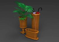 Set of Umbrella Stand Pot and Magazine Stand 3D Model
