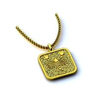 Squircle Shaped Gold Scorpio Pendant | 3D