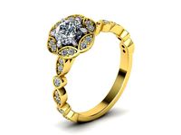 Diamond ArtDeco Engagement ring  N0275 | 3D