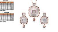 Squircle Shaped Pendant and Earrings With Diamonds 2 | 3D