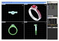 Squircle Shpaed Halo Couple Rings With Gem | 3D