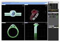 Squircle Halo Couple Rings With Gem | 3D