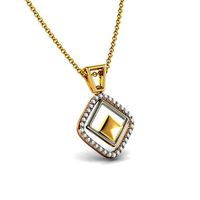 Squircle Shaped Gold Pendant With Diamonds | 3D