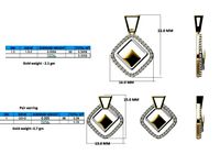 Squircle Shaped Pendant and Earrings With Diamonds | 3D