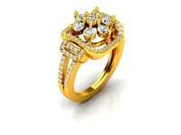 Squircle Shaped Gold Ring With Diamonds 1 | 3D