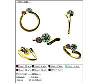 Gold Bent Ring With Multicolor Gemstones Semisphere | 3D