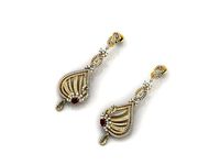 Drop Shaped Drop Earrings With Gem | 3D