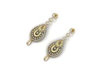 Drop Shaped Drop Earrings With Pearl | 3D